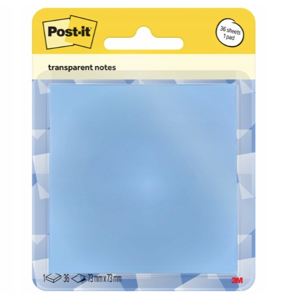 Karteczki samoprzylepne Post-it  73mmx73mm transparentne 600-1 TRSPO pastel blue 71003394509 3M